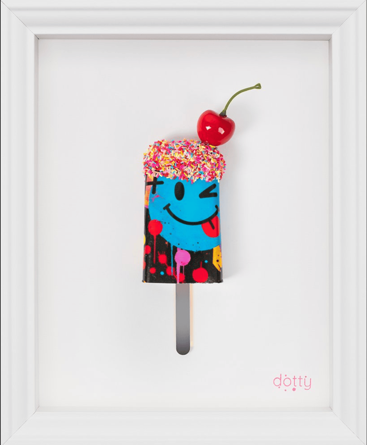 Colorful Dotty Urban Melt No.2 art piece by Dotty featuring vibrant abstract shapes and bold patterns.