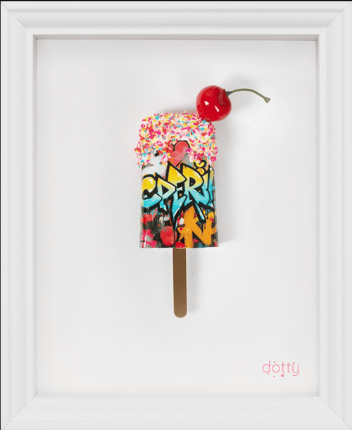 Colorful Dotty Urban Melt No.5 art piece by Dotty featuring vibrant abstract dot patterns on a digital screenshot background.