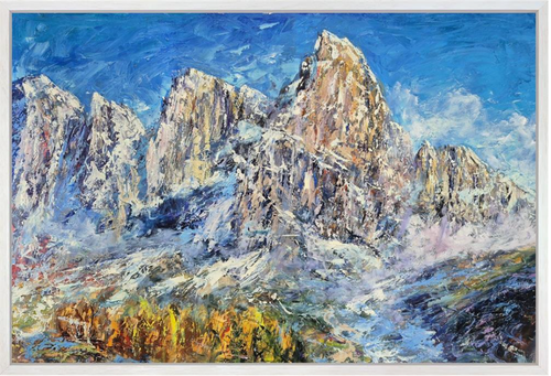 Amedeo Cianci's Alba Sulle Dolomiti art print, featuring a scenic mountain landscape inspired by the Dolomites.