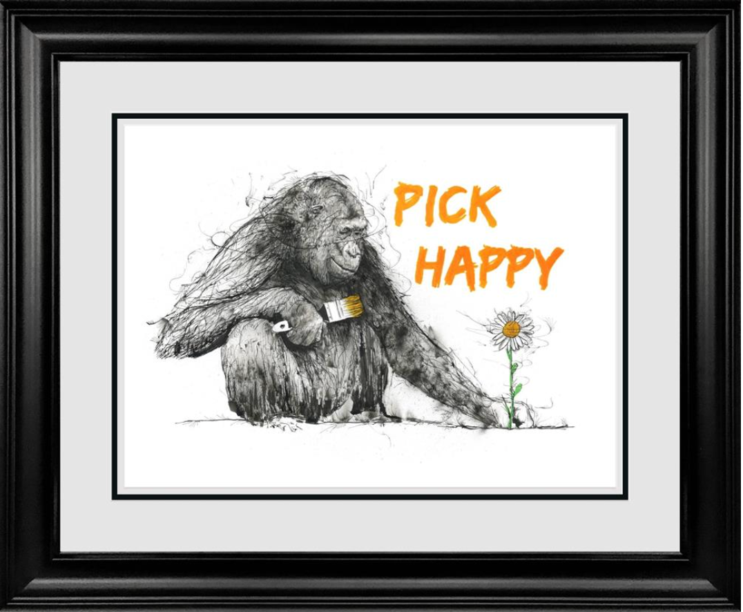 Screenshot of "Pick Happy" art by Scott Tetlow, showcasing vibrant, colorful abstract artwork with playful shapes and patterns.