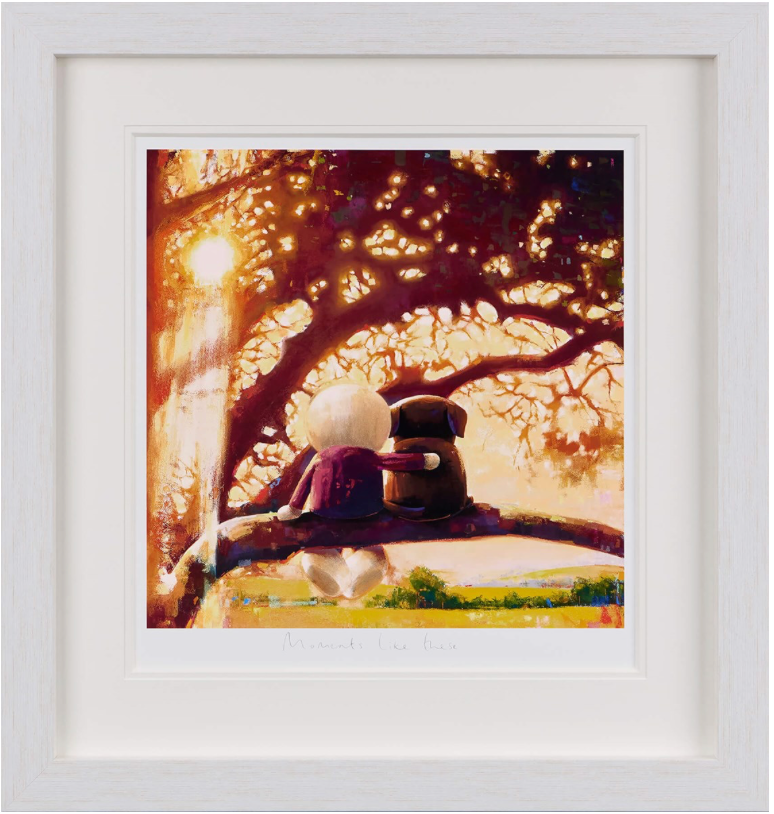 Close-up of a Doug Hyde "Moments Like These" art piece, showcasing detailed illustration and vibrant colors.