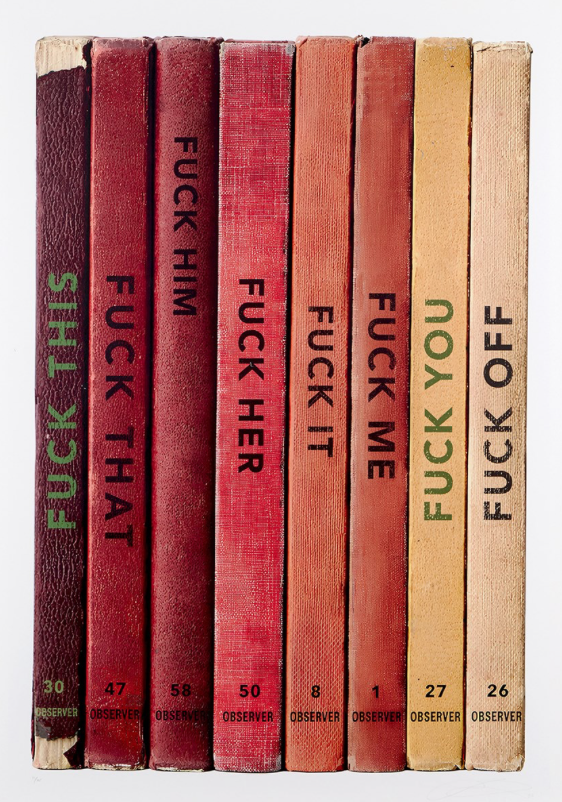 Contemporary art piece titled "F**k Off" by The Connor Brothers, featuring bold text on a plain background.