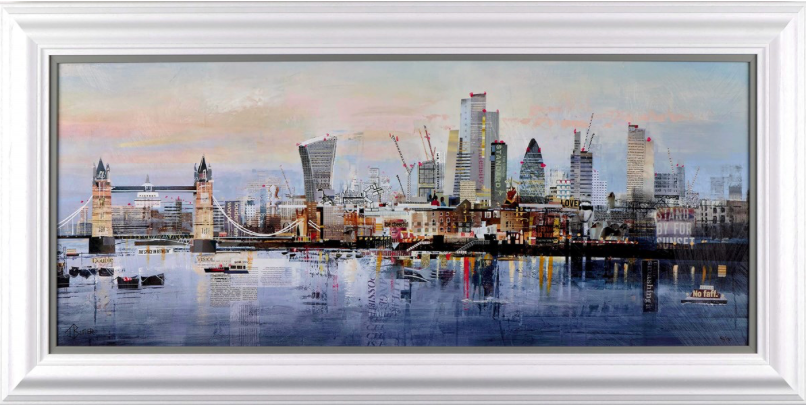 Art print titled "Standby for Sunset" by Tom Butler, featuring a colorful sunset scene on a canvas.