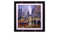 Simon Wright Amsterdam art print featuring vibrant cityscape with colorful buildings and reflections in the canal.
