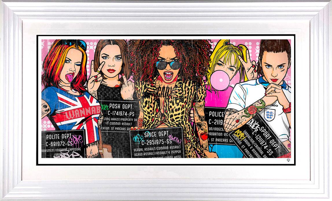 Contemporary art piece titled "Spice Up Your Life" by JJ Adams, featuring vibrant colors and dynamic abstract design.