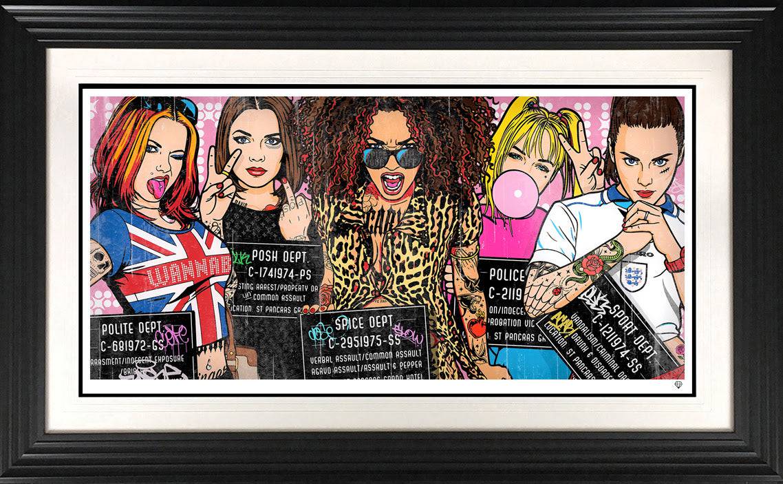 Contemporary art piece by JJ Adams titled "Spice Up Your Life," featuring vibrant colors and abstract design on canvas.