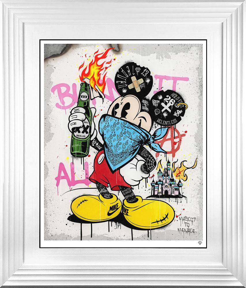 JJ Adams "Mascot To Menace" art print featuring a vivid, expressive illustration of a character with bold colors and dynamic details.